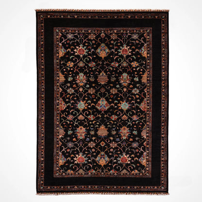Sultani Binbirgece Original Hand Woven Black Vegetable Dyed Wool Carpet 210x299 6.28 Square Meters - 7x10 ft