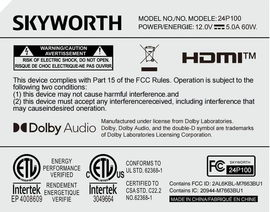 Skyworth 24-Inch Portable 1080P Smart TV