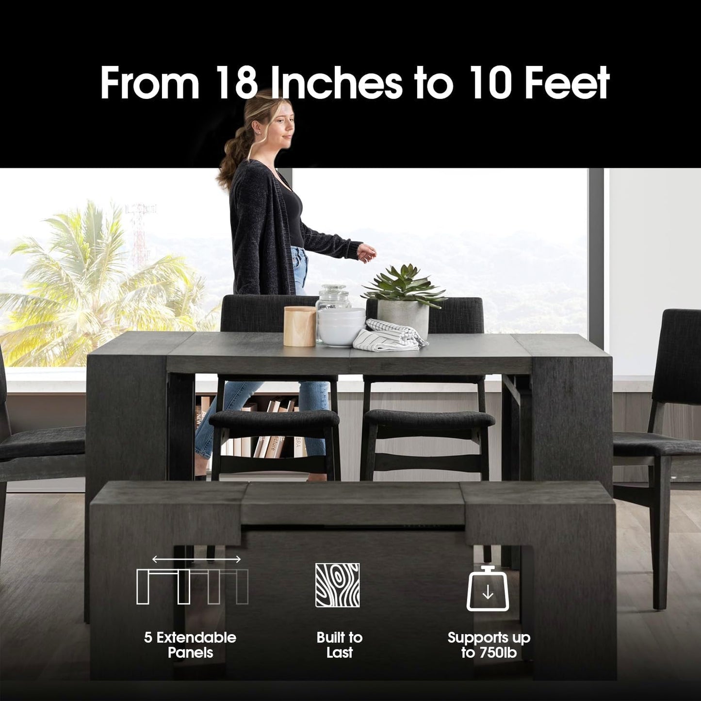 Transformer Expandable Dining Table Set