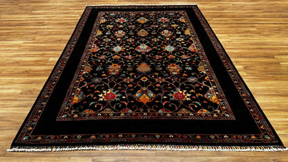 Sultani Binbirgece Original Hand Woven Black Vegetable Dyed Wool Carpet 210x299 6.28 Square Meters - 7x10 ft