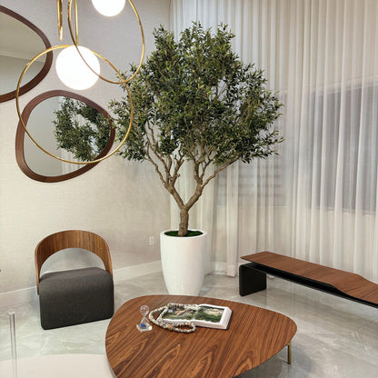 Artificial 98″ Olive Tree In Glossy White Ben Planter